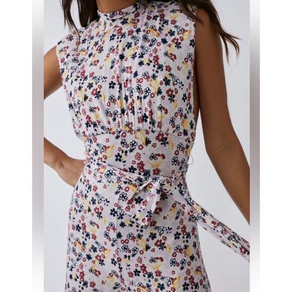 Free People Vibe Check Jumpsuit Floral Wide Leg Small Tie Waist Boho Retro C25 - Picture 8 of 16